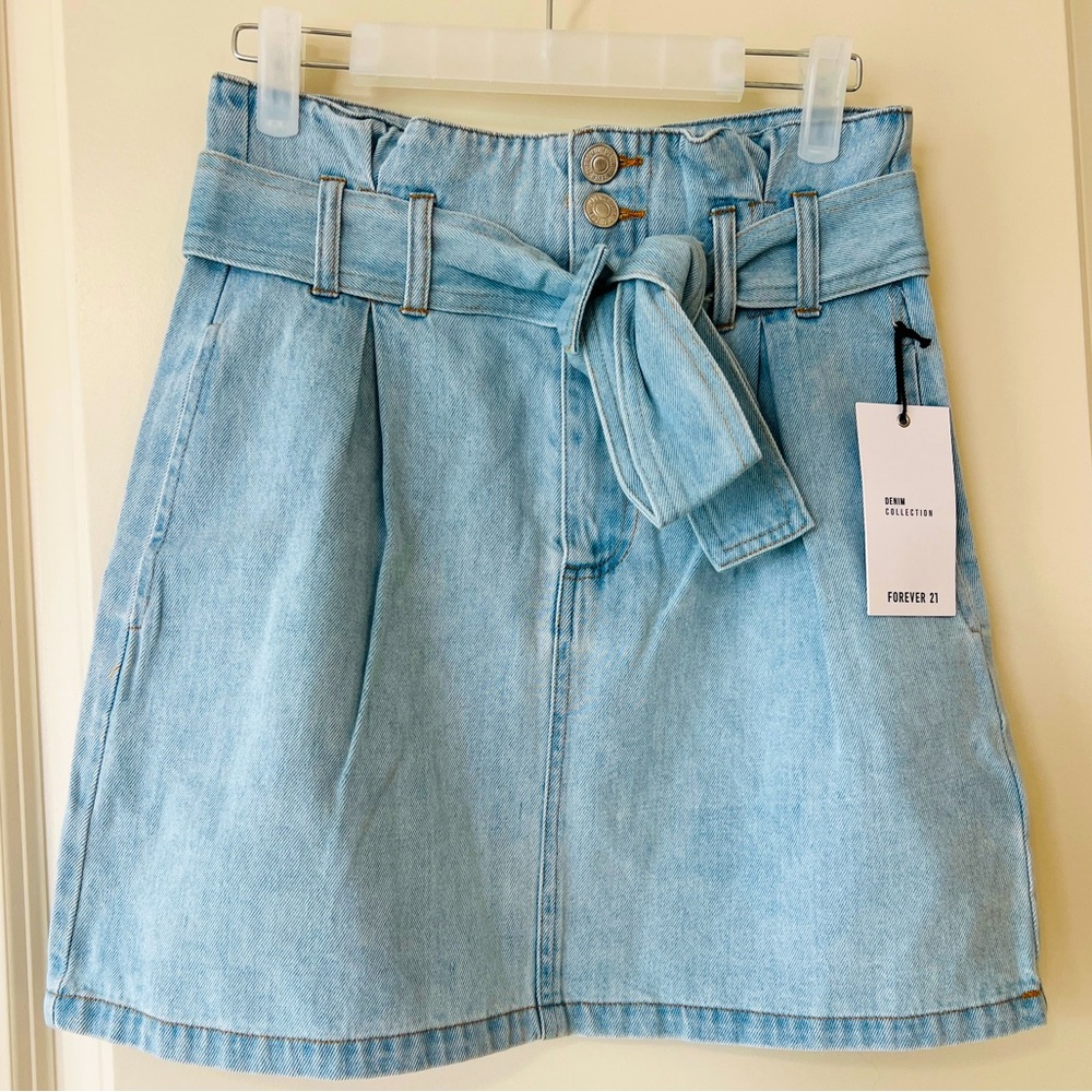 New With Tags Forever 21 Belted Light Blue Mini Skirt